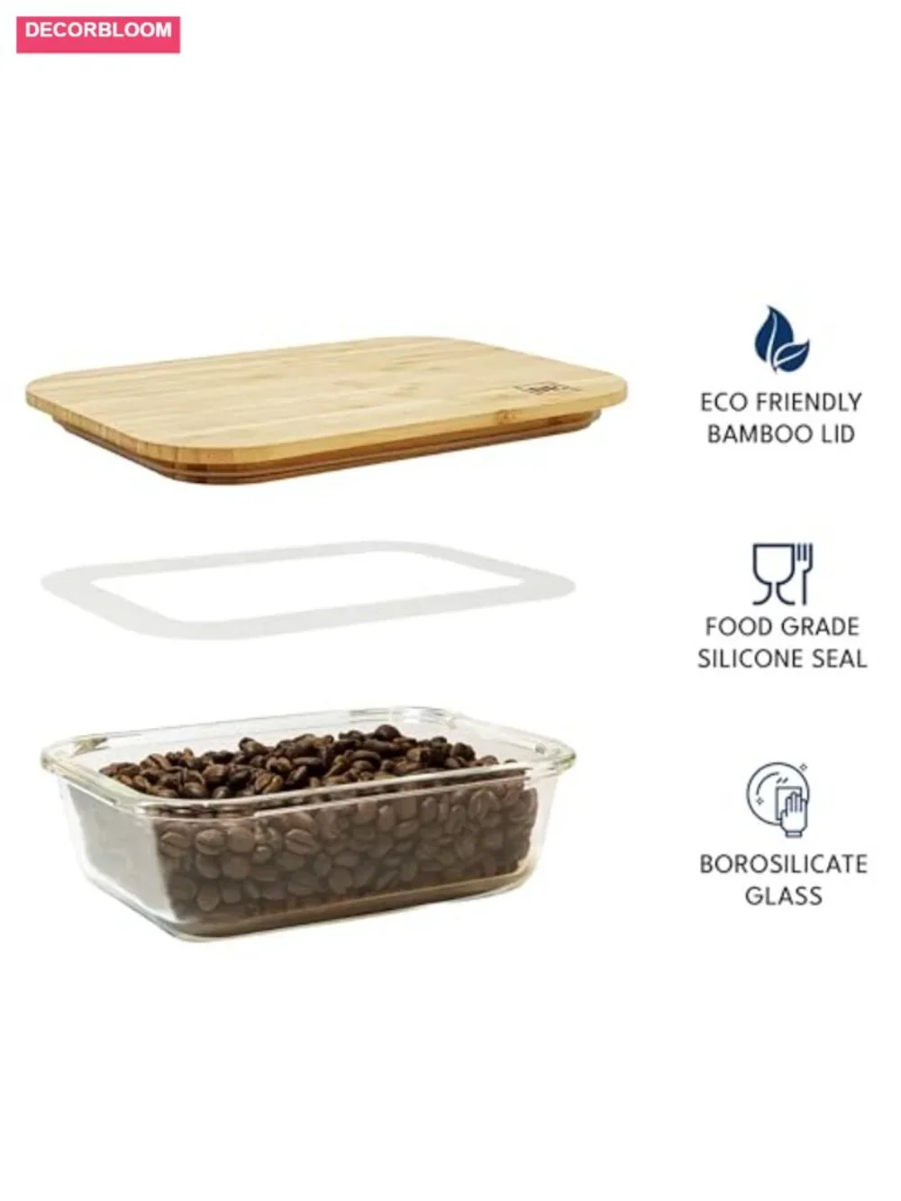 4-Pack Glass Food Storage Containers with Bamboo Lids, BPA-Free, Oven Safe